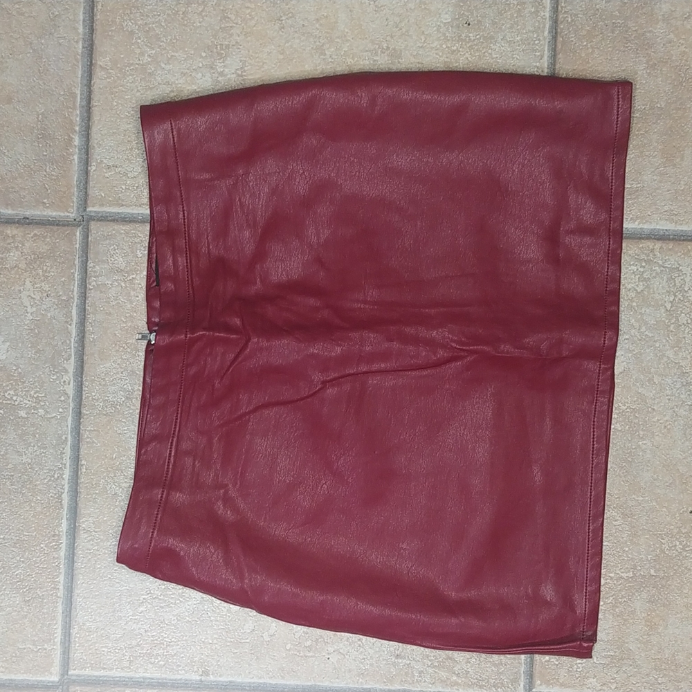 Red faux leather skirt
